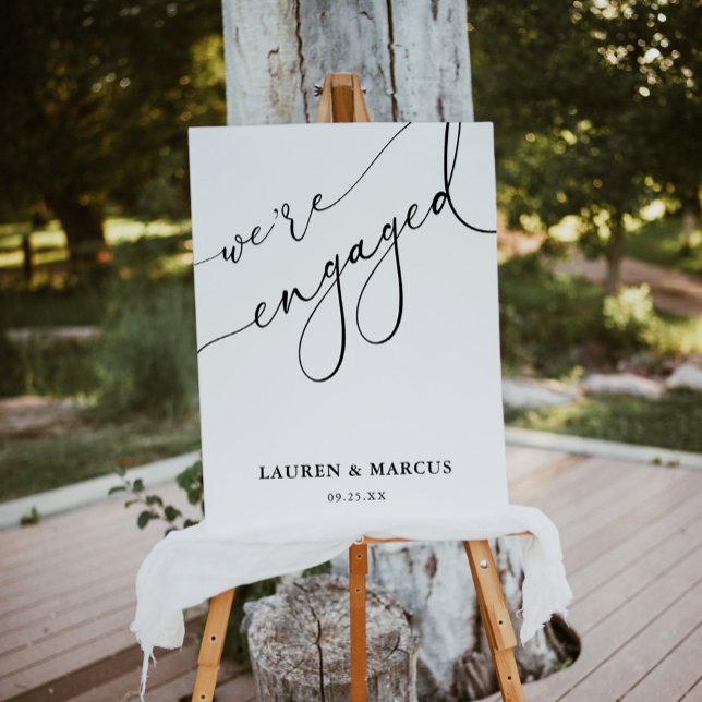 Elegant Black & White Engagement Party Welcome Poster (Creator Uploaded)