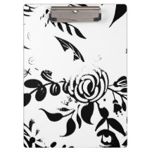 Elegant Black & White Faded Floral Heart Notebook
