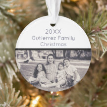 Elegant Black & White Family Photo Christmas