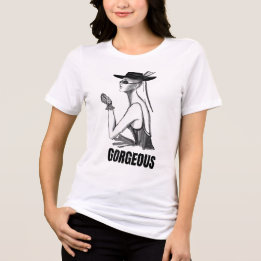 Elegant Black & White Fashion Illustration Tee | G