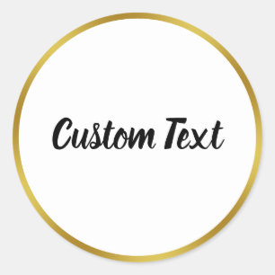 Elegant Black White Faux Gold Your Text Template Classic Round Sticker