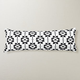 🌿 Elegant Black White Floral Abstract Modern Body Cushion