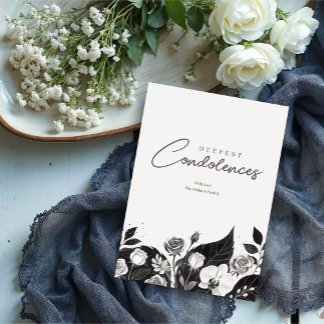 Elegant Black & White Floral Border Sympathy