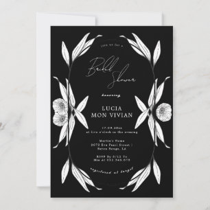 Elegant Black & White Floral Capsule Bridal Shower Invitation