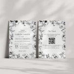Elegant Black White Floral Garden QR Code Wedding Invitation<br><div class="desc">Elegant black and white floral calligraphy QR code all-in-one wedding invitation.</div>