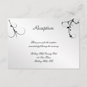 Elegant Black White Floral Gay Wedding Reception Enclosure Card