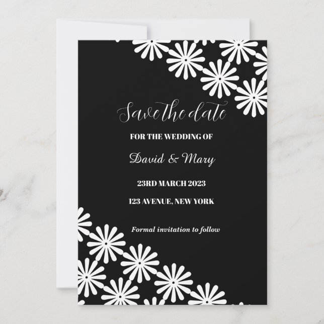 Elegant Black White Floral Lace Pattern  (Front)