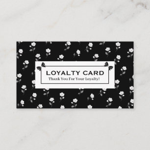 Elegant Black & White Floral Loyalty Card