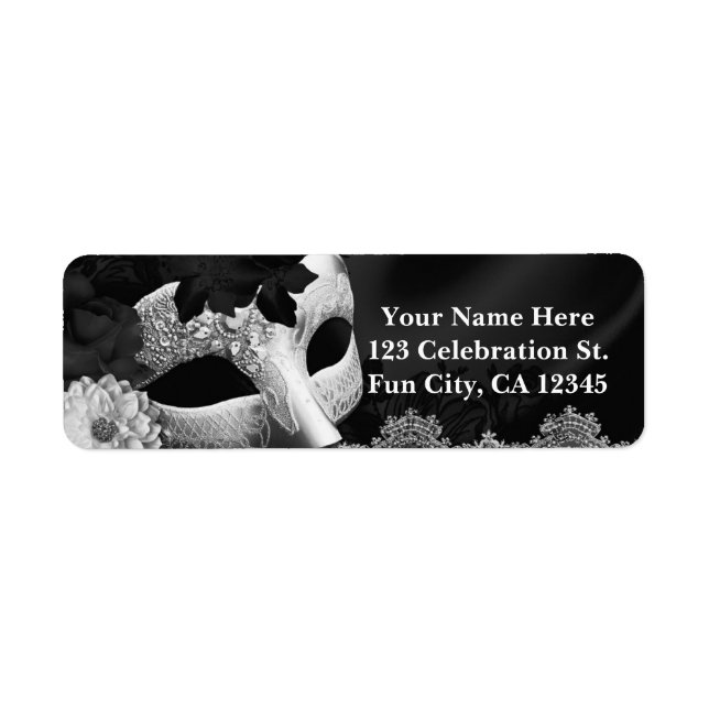Elegant Black & White Floral Masquerade Party (Front)