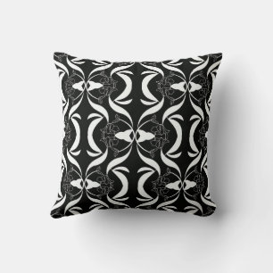 Elegant Black White Floral Pattern Style Cushion