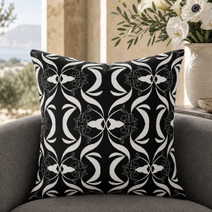 Elegant Black White Floral Pattern Style Cushion