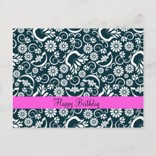 Elegant black white floral  Postcard