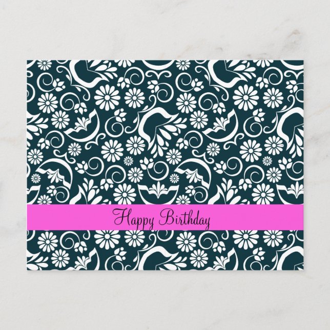 Elegant black white floral  Postcard (Front)