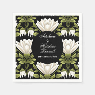 Elegant Black & White Floral Wedding: Calligraphy Napkin
