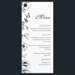 Elegant Black & White Floral Wedding Flat Menu<br><div class="desc">Floral black and white wedding menu.</div>