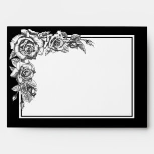 Elegant Black White Floral Wedding Invitation Enve Envelope