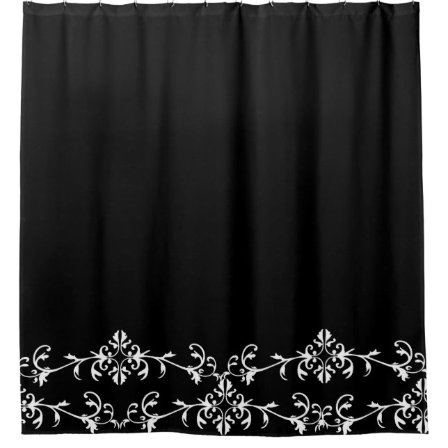 Elegant Black White Flourish Shower Curtain (Front)
