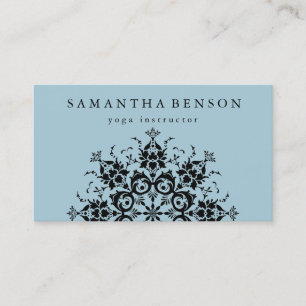 Elegant Black & white Flower Logo Yoga Business Ca Business Card