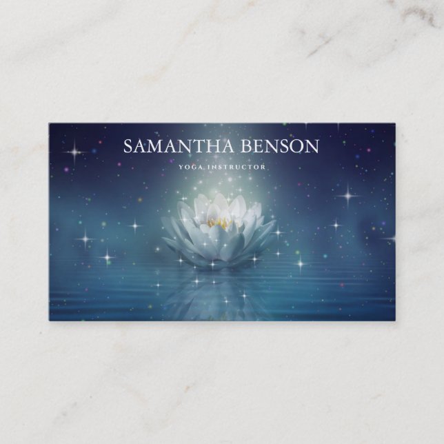 Elegant Black & white Flower Logo Yoga Business Ca Business Card (Front)