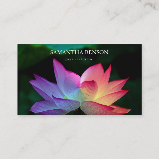 Elegant Black & white Flower Logo Yoga Business Ca Business Card (Front)
