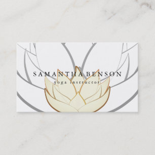 Elegant Black & white Flower Logo Yoga Business Card