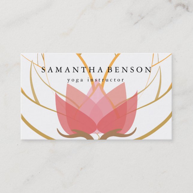 Elegant Black & white Flower Logo Yoga Business Card (Front)