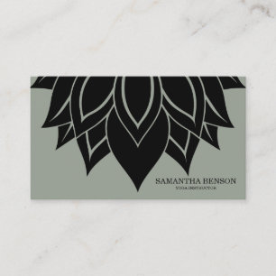 Elegant Black & white Flower Logo Yoga Business Card