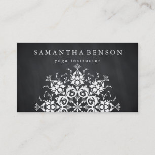 Elegant Black & white Flower Logo Yoga Business Card