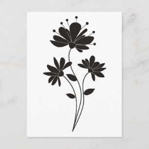 Elegant Black & White Flower Postcard