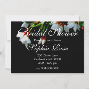 Elegant Black White flowering white Blossom Invitation