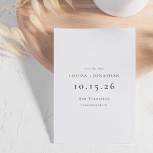 Elegant Black White Formal Minimalist Wedding  Save The Date