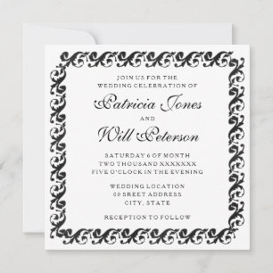 Elegant black & white frame wedding invitations