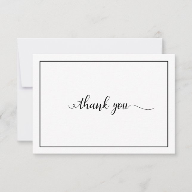 Elegant Black White Funeral Thank You Card (Front)