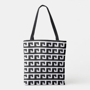 Elegant Black & White Geometric Pattern Tote Bag