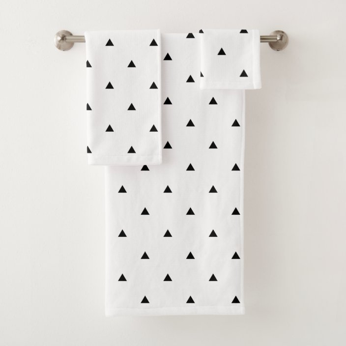 Elegant black white geometric pattern triangles bath towel set