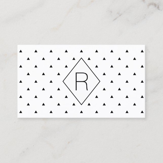 Elegant black white geometric pattern | triangles business card (Front)
