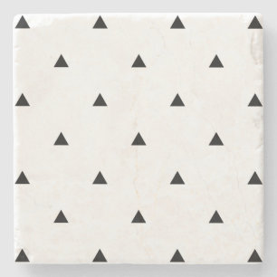 Elegant black white geometric pattern   triangles stone coaster