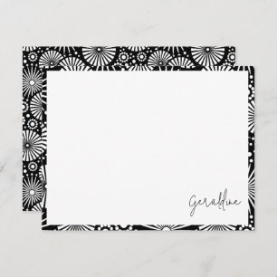 Elegant Black White Geometric Starburst Name Card