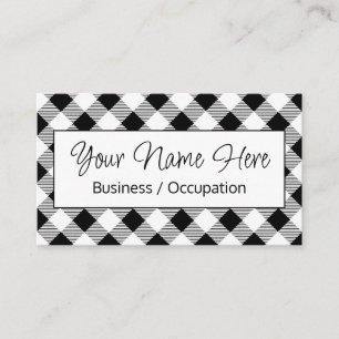 Elegant black white gingham chequered  business card