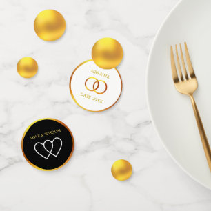 Elegant Black  White & Gold Confetti