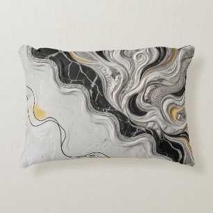 Elegant Black White Gold Marble Abstract Art Gift Decorative Cushion