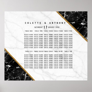 Elegant black white gold marble Seating Chart