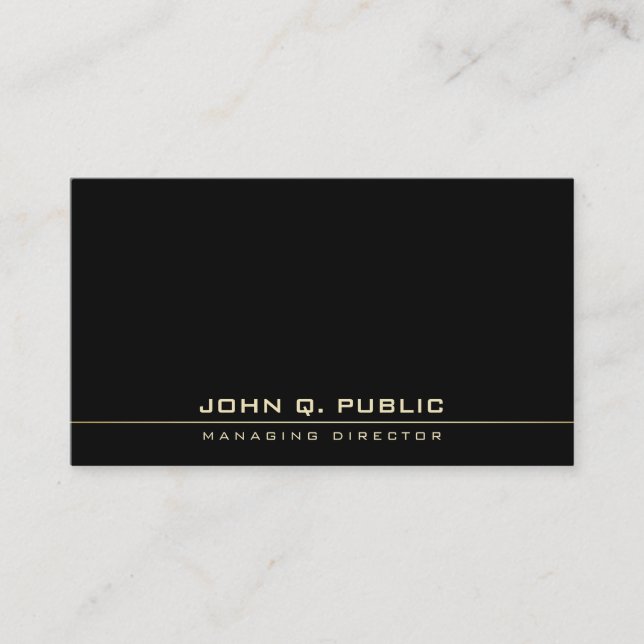 Elegant Black White Gold Minimalist Template Business Card (Front)