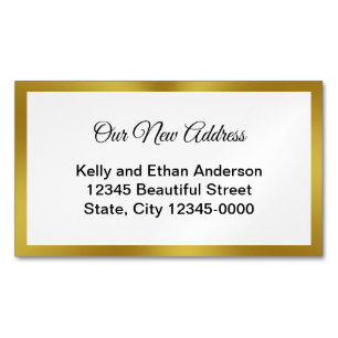 Elegant Black White Gold Moving Announcement Magnetic Business Card