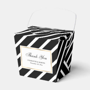 Elegant Black White Gold Wedding Thank You Favour Box