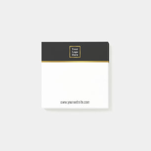 Elegant Black White & Gold Your Logo Here Template Post-it Notes