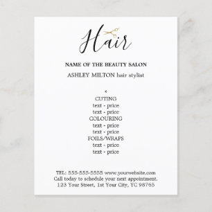 Elegant Black White Golden Scissors Hair Menu