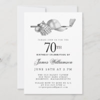 Elegant Black White Golf 70th Birthday Party 