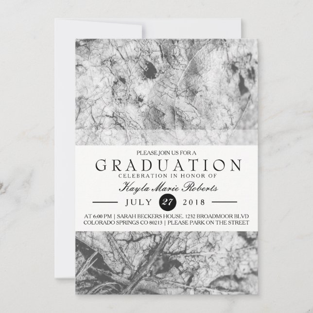 Elegant Black & White Graduation Invitation (Front)