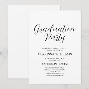 Elegant Black & White Graduation Party Invitation